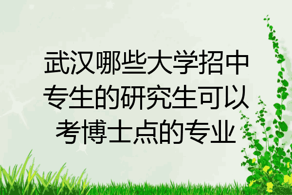 武汉哪些大学招中专生的研究生可以考博士点的专业