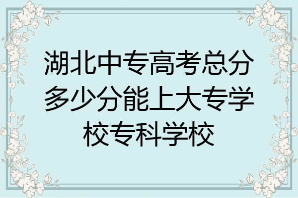 湖北中专高考总分多少分能上大专学校专科学校
