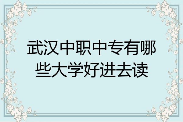 武汉中职中专有哪些大学好进去读