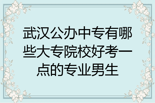 武汉公办中专有哪些大专院校好考一点的专业男生
