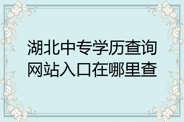 湖北中专学历查询网站入口在哪里查
