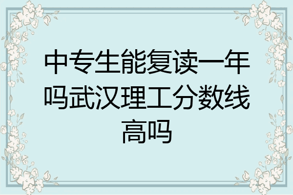 中专生能复读一年吗武汉理工分数线高吗