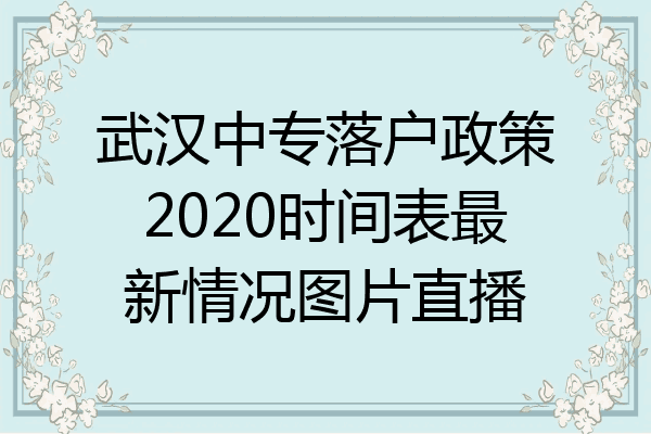 武汉中专落户政策2020时间表最新情况图片直播