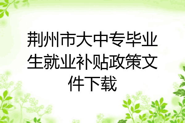 荆州市大中专毕业生就业补贴政策文件下载