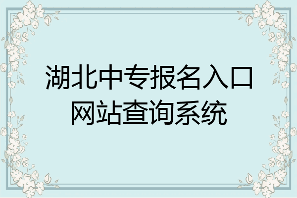 湖北中专报名入口网站查询系统