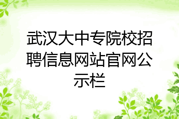 武汉大中专院校招聘信息网站官网公示栏
