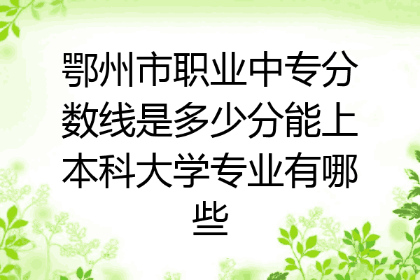 鄂州市职业中专分数线是多少分能上本科大学专业有哪些