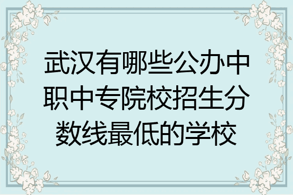 武汉有哪些公办中职中专院校招生分数线最低的学校