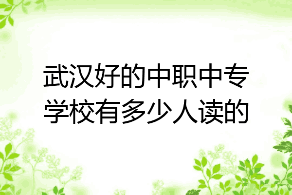 武汉好的中职中专学校有多少人读的
