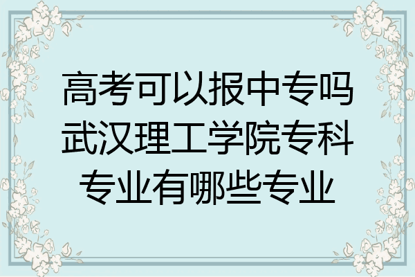 高考可以报中专吗武汉理工学院专科专业有哪些专业