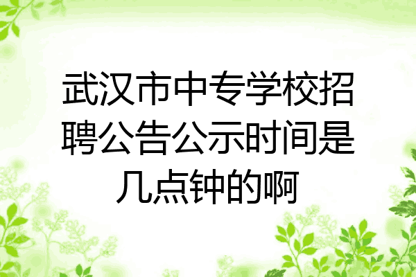 武汉市中专学校招聘公告公示时间是几点钟的啊