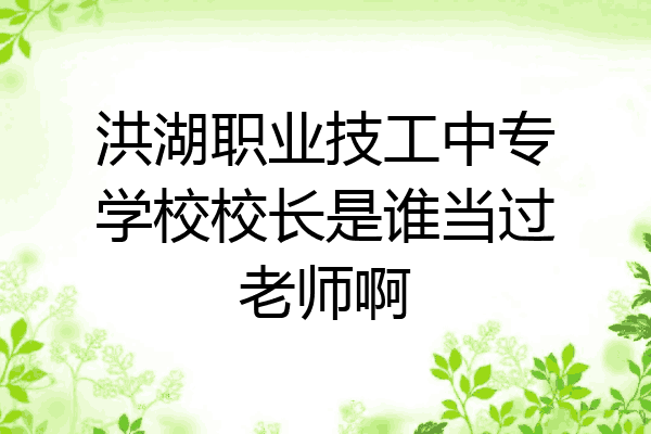 洪湖职业技工中专学校校长是谁当过老师啊