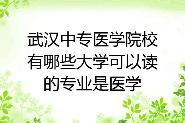 武汉中专医学院校有哪些大学可以读的专业是医学