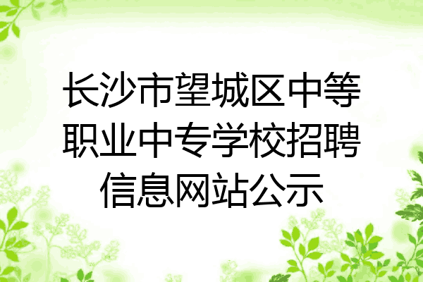 长沙市望城区中等职业中专学校招聘信息网站公示