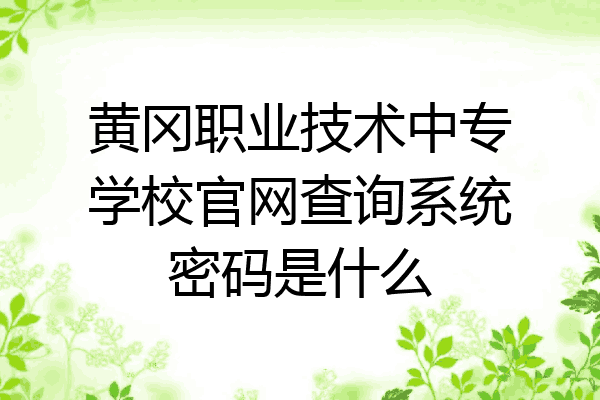 黄冈职业技术中专学校官网查询系统密码是什么