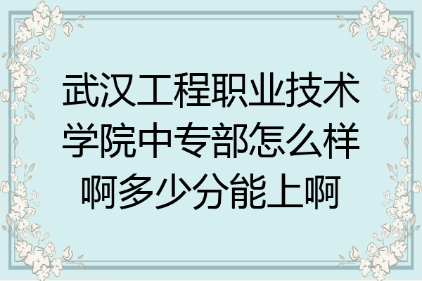 武汉工程职业技术学院中专部怎么样啊多少分能上啊