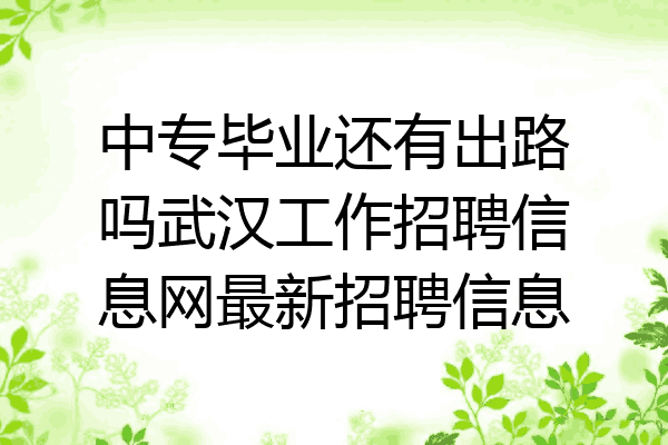 中专毕业还有出路吗武汉工作招聘信息网最新招聘信息