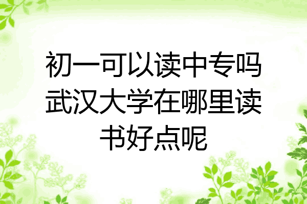 初一可以读中专吗武汉大学在哪里读书好点呢