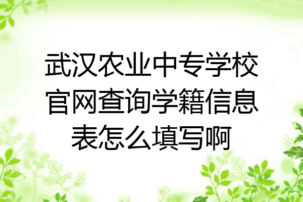 武汉农业中专学校官网查询学籍信息表怎么填写啊