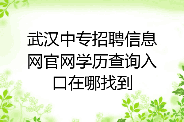 武汉中专招聘信息网官网学历查询入口在哪找到