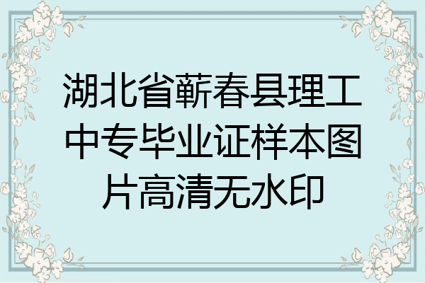 湖北省蕲春县理工中专毕业证样本图片高清无水印