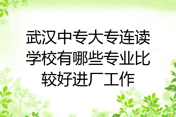 武汉中专大专连读学校有哪些专业比较好进厂工作