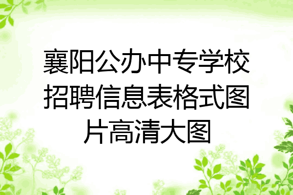 襄阳公办中专学校招聘信息表格式图片高清大图