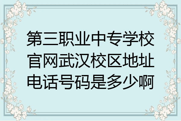 第三职业中专学校官网武汉校区地址电话号码是多少啊