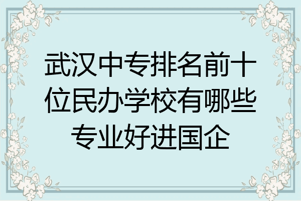 武汉中专排名前十位民办学校有哪些专业好进国企