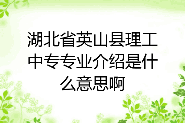 湖北省英山县理工中专专业介绍是什么意思啊