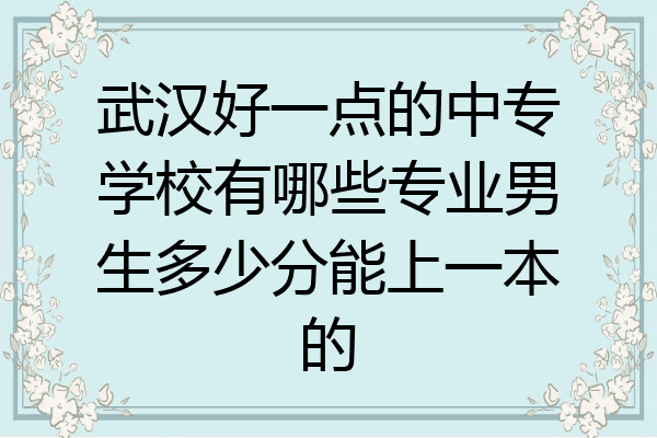 武汉好一点的中专学校有哪些专业男生多少分能上一本的