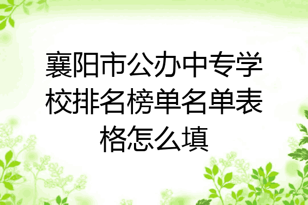 襄阳市公办中专学校排名榜单名单表格怎么填