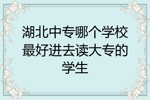 湖北中专哪个学校最好进去读大专的学生