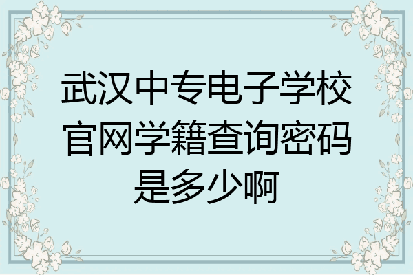 武汉中专电子学校官网学籍查询密码是多少啊
