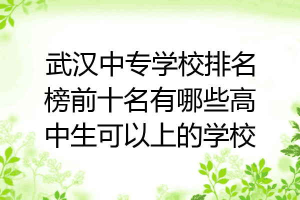 武汉中专学校排名榜前十名有哪些高中生可以上的学校