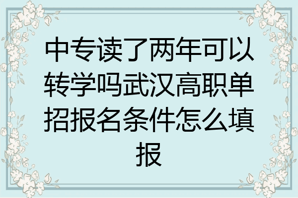 中专读了两年可以转学吗武汉高职单招报名条件怎么填报