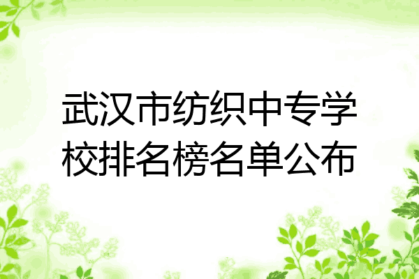 武汉市纺织中专学校排名榜名单公布
