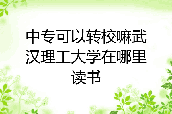 中专可以转校嘛武汉理工大学在哪里读书