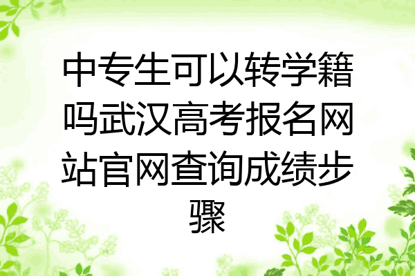 中专生可以转学籍吗武汉高考报名网站官网查询成绩步骤