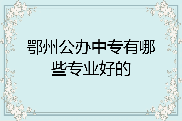 鄂州公办中专有哪些专业好的