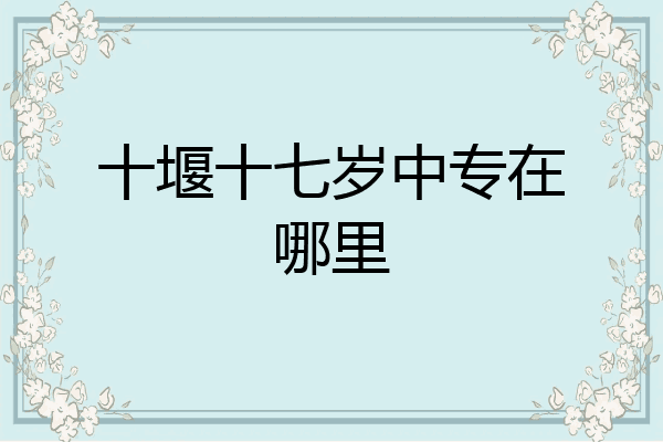 十堰十七岁中专在哪里