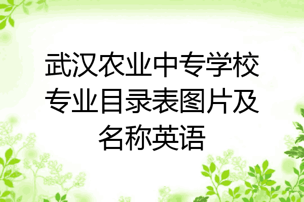 武汉农业中专学校专业目录表图片及名称英语
