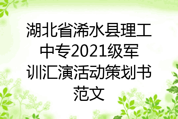 湖北省浠水县理工中专2021级军训汇演活动策划书范文