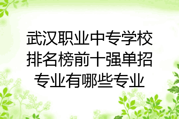 武汉职业中专学校排名榜前十强单招专业有哪些专业