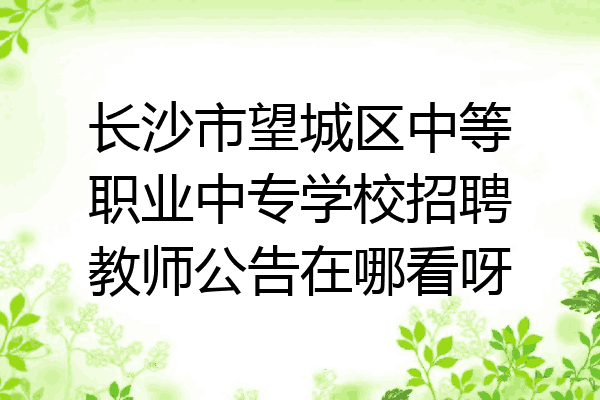 长沙市望城区中等职业中专学校招聘教师公告在哪看呀