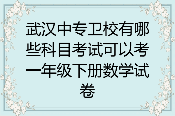 武汉中专卫校有哪些科目考试可以考一年级下册数学试卷