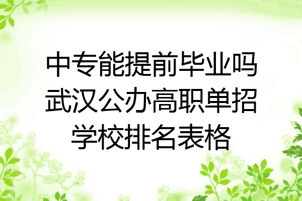中专能提前毕业吗武汉公办高职单招学校排名表格