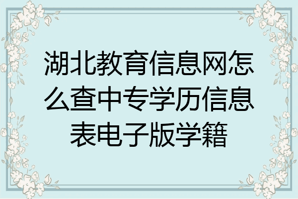 湖北教育信息网怎么查中专学历信息表电子版学籍