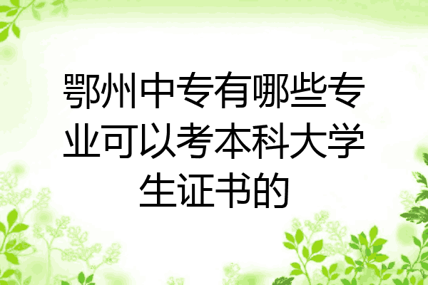 鄂州中专有哪些专业可以考本科大学生证书的