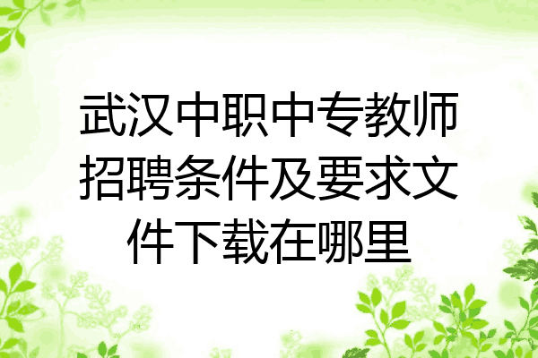 武汉中职中专教师招聘条件及要求文件下载在哪里